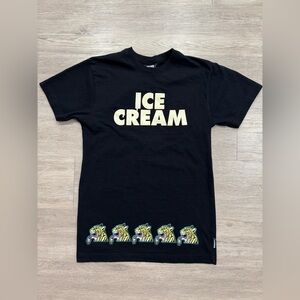 Icecream Black Tee with Cream Logo and Tiger Row